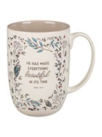 He Has Made Everything Beautiful Cream Floral Ceramic Mug - Ecc. 3:11