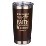 Be On Your Guard Dark Brown Stainless Steel Travel Mug - 1 Corinthians 16:13