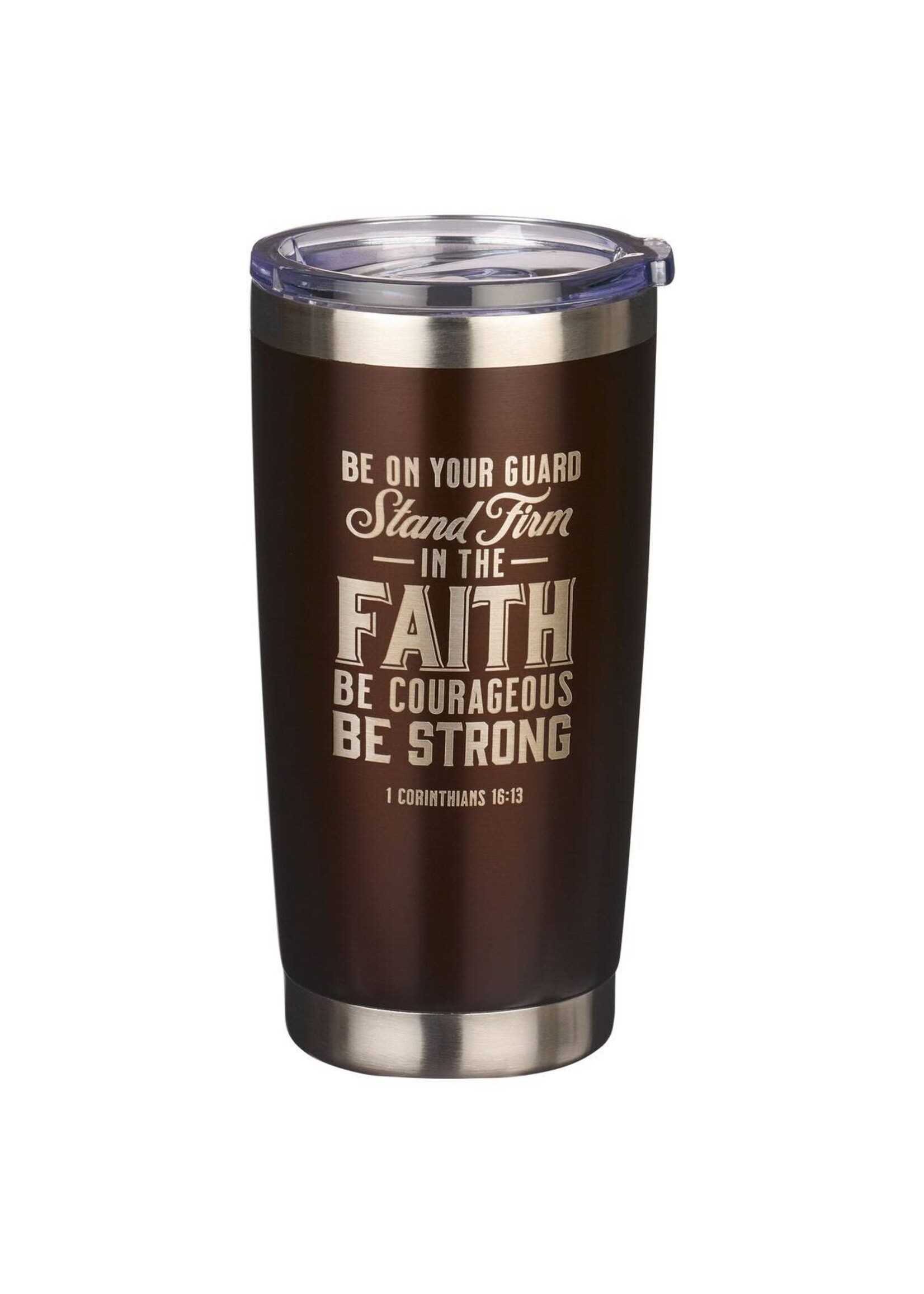 Be On Your Guard Dark Brown Stainless Steel Travel Mug - 1 Corinthians 16:13