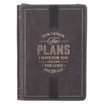 For I Know the Plans I Have For You Charcoal Faux Leather Journal - Jeremiah 29:11