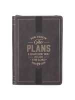 For I Know the Plans I Have For You Charcoal Faux Leather Journal - Jeremiah 29:11