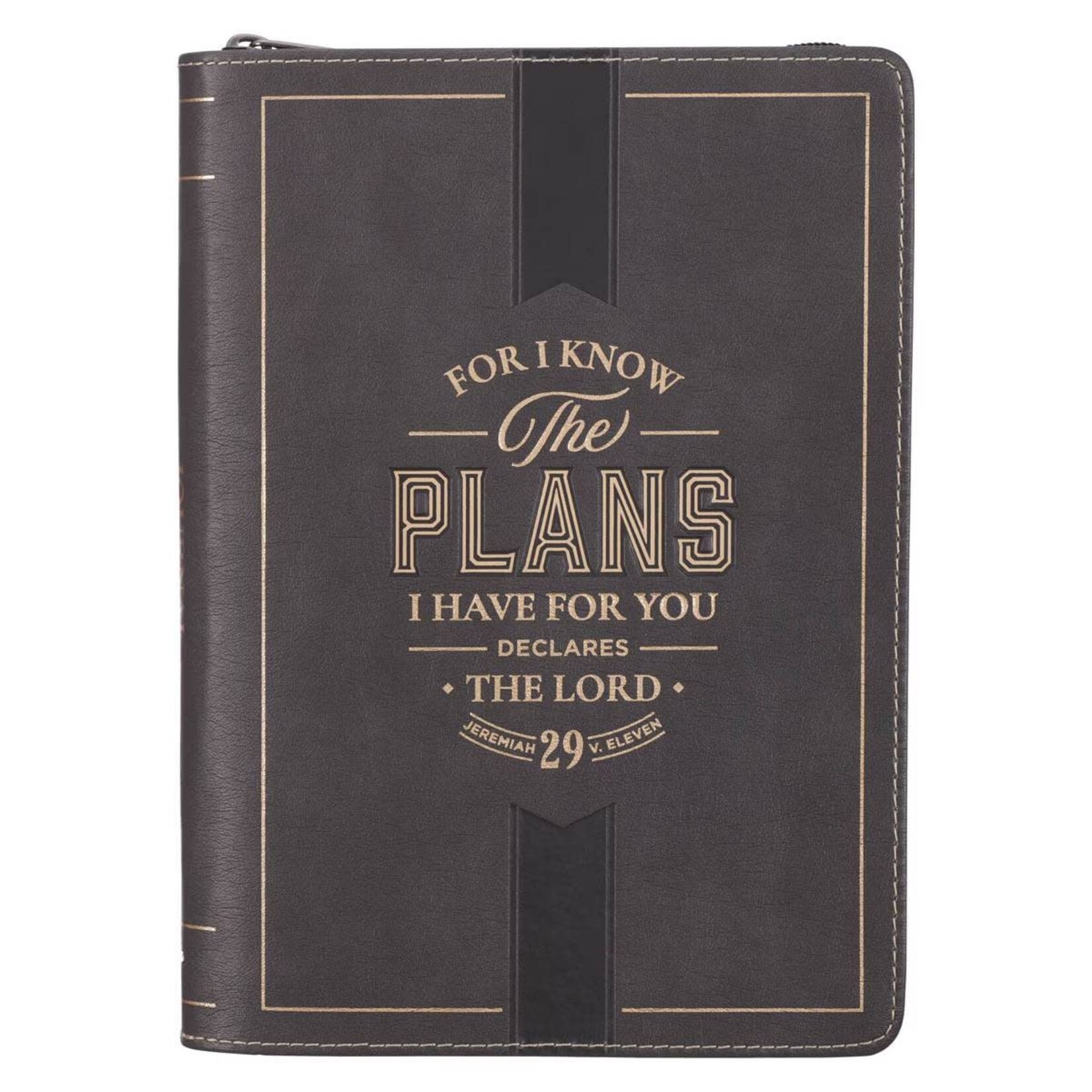 For I Know the Plans I Have For You Charcoal Faux Leather Journal - Jeremiah 29:11