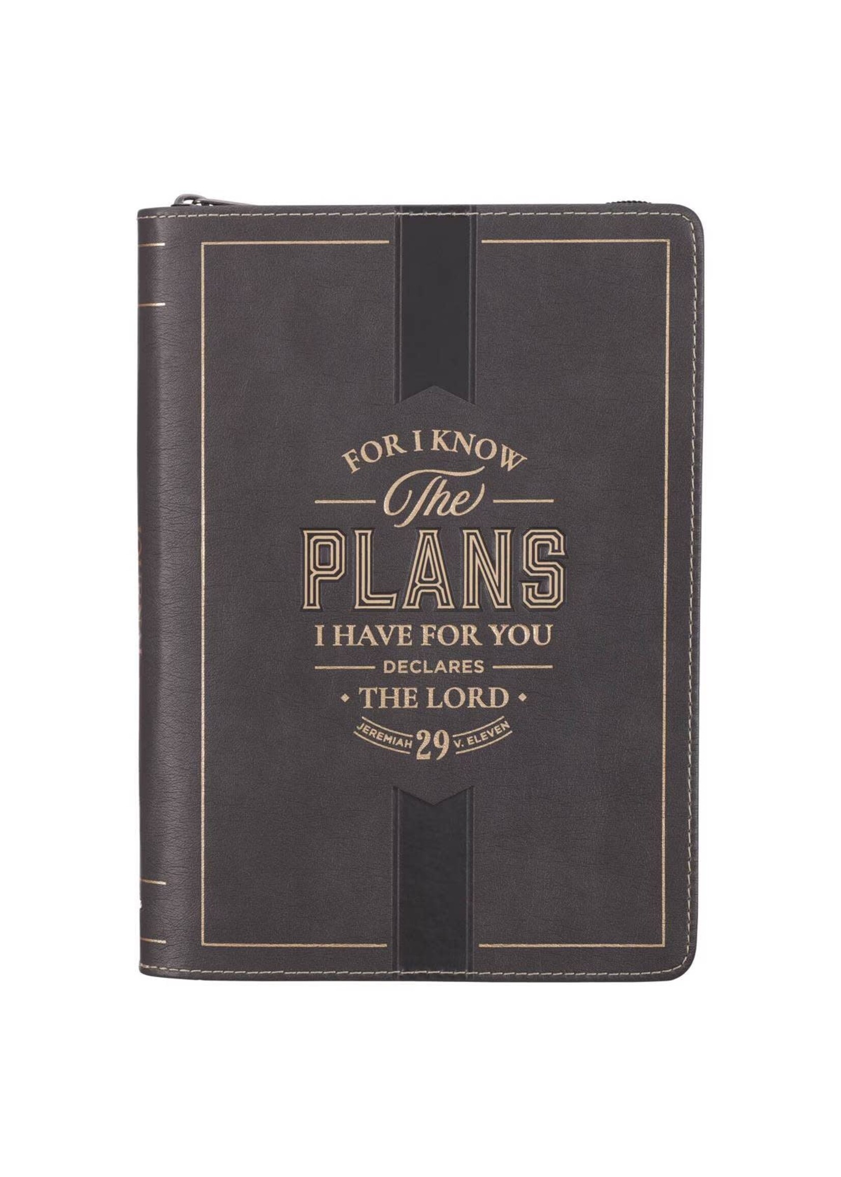 For I Know the Plans I Have For You Charcoal Faux Leather Journal - Jeremiah 29:11