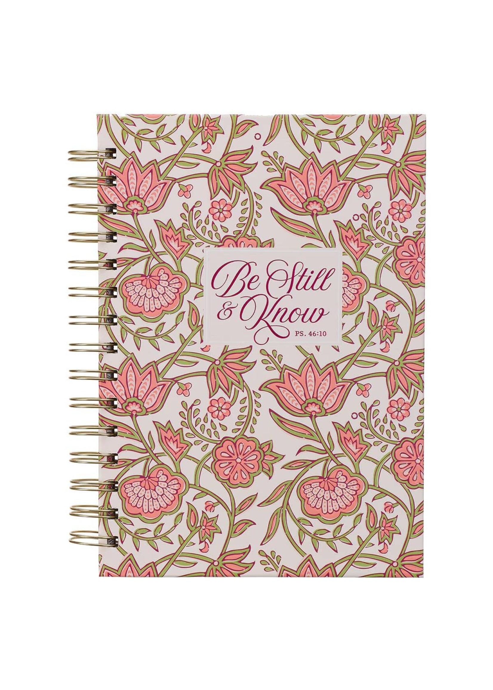 Be Still & Know Pink Floral Spiral Journal - Psalm 46:10