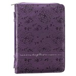 I Can Do All Things Purple Faux Leather Bible Cover - Philippians 4:13