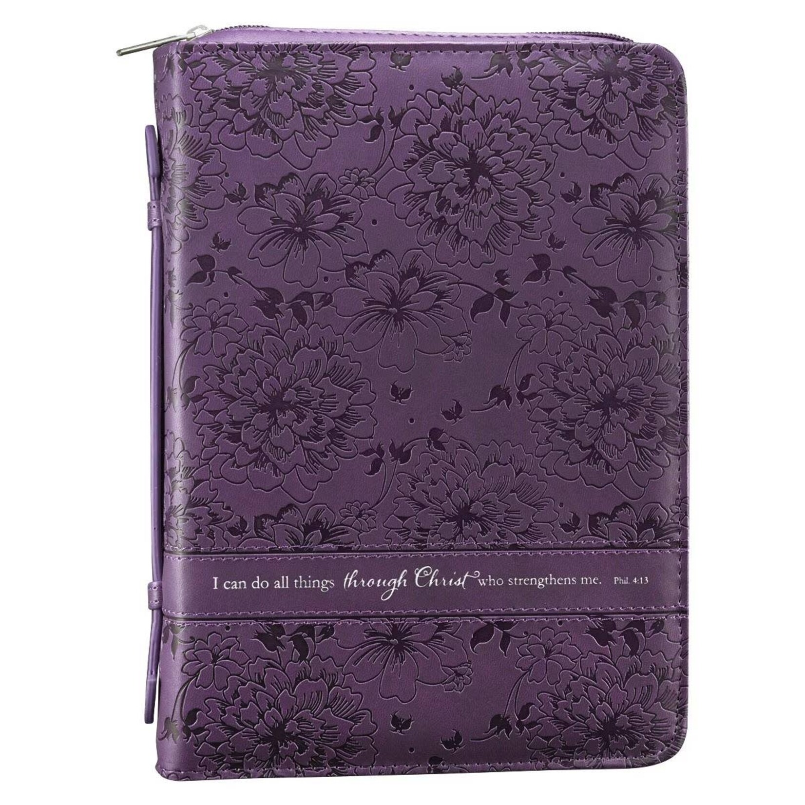 I Can Do All Things Purple Faux Leather Bible Cover - Philippians 4:13