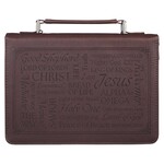Names of Jesus Walnut Brown Faux Leather Classic Bible Cover - Isaiah 9:6