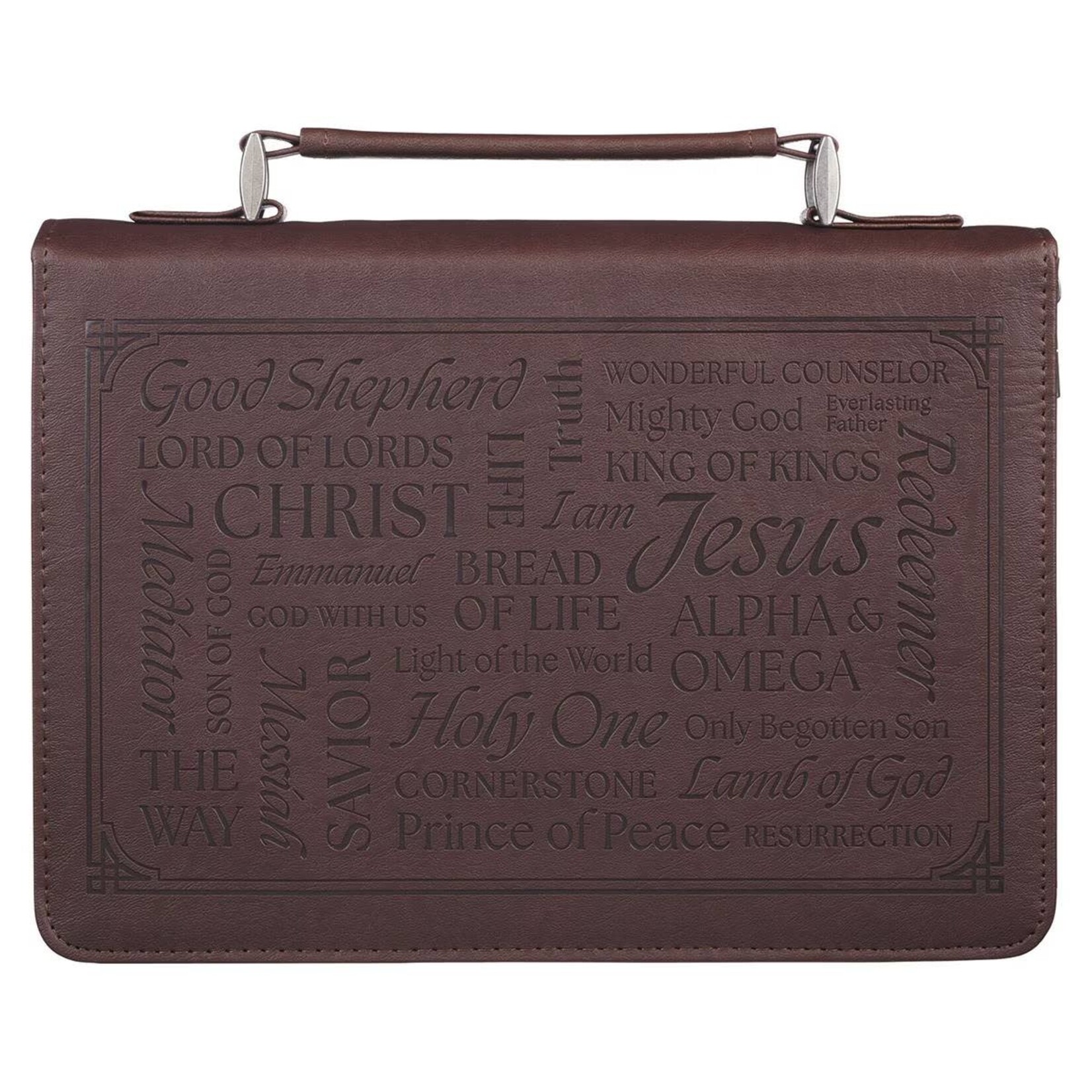 Names of Jesus Walnut Brown Faux Leather Classic Bible Cover - Isaiah 9:6