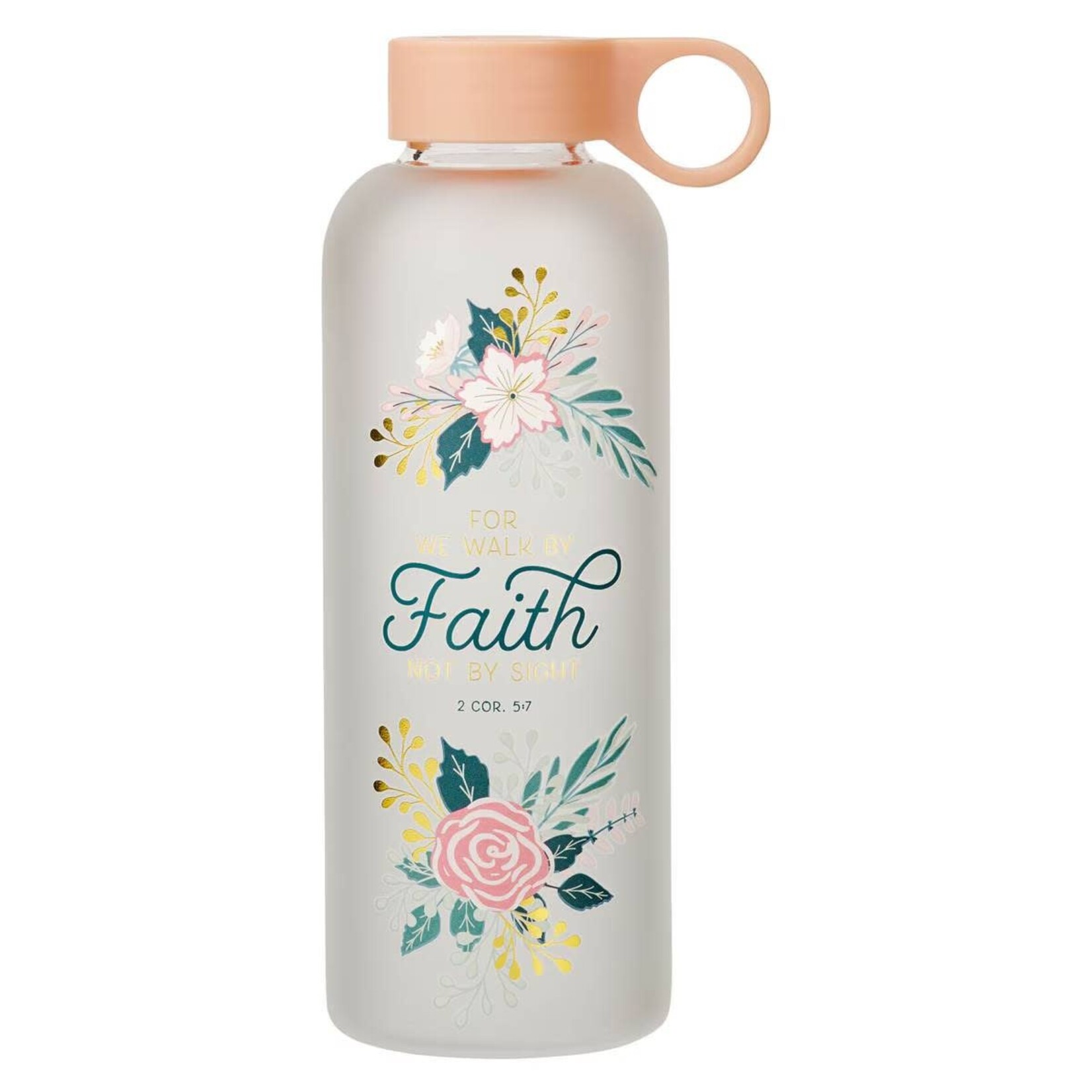 For We Walk by Faith Glass Water Bottle - Corinthians 5:7