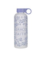 Saved by Grace Lilac Botanical Glass Water Bottle - Ephesians 2:8