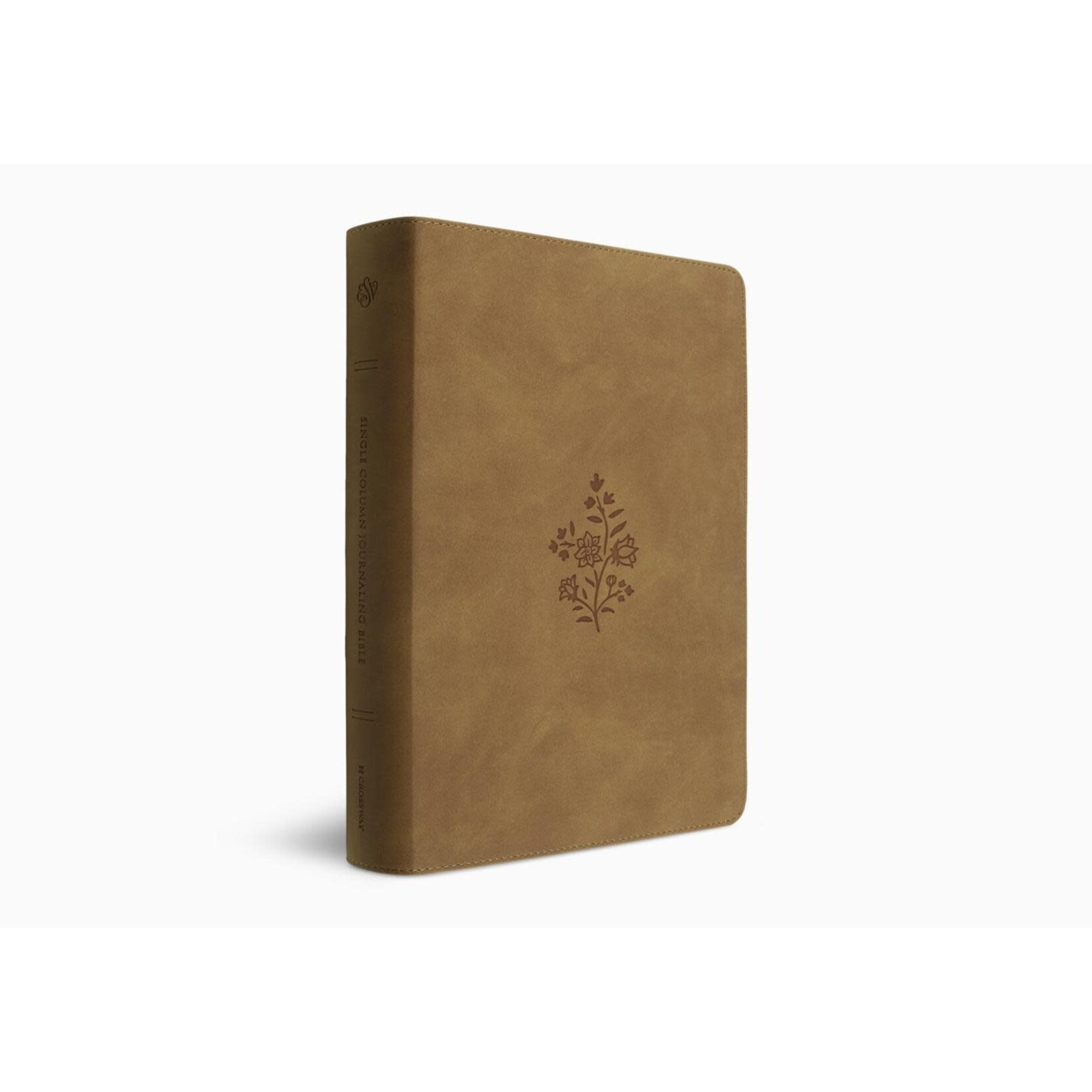Crossway (ESV) English Standard Version Single Column Journaling Bible Large Print - TruTone - Nubuck Caramel- Wildflower Design -