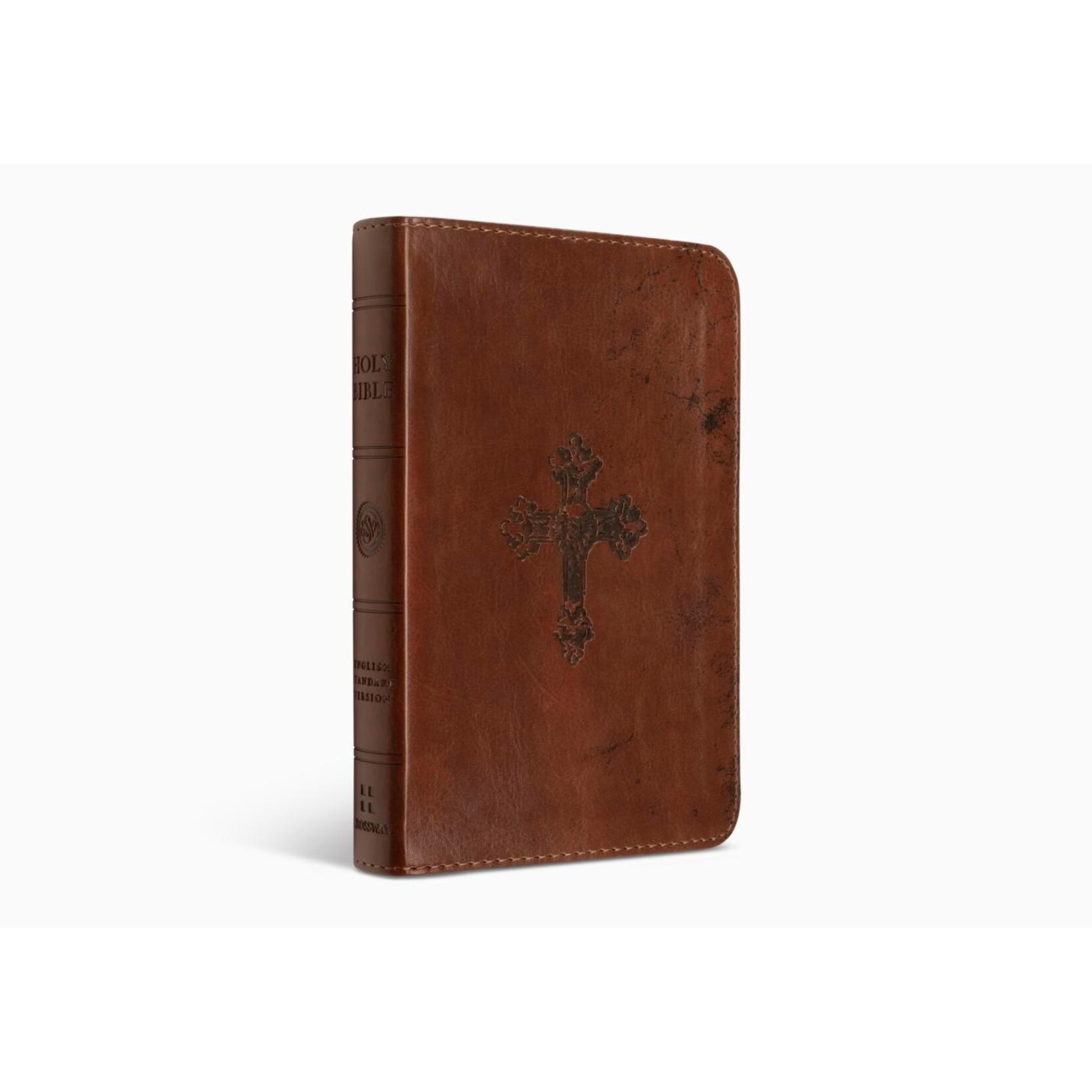 Crossway (ESV) English Standard Version Compact Bible - TruTone - Walnut - Weathered Cross Design