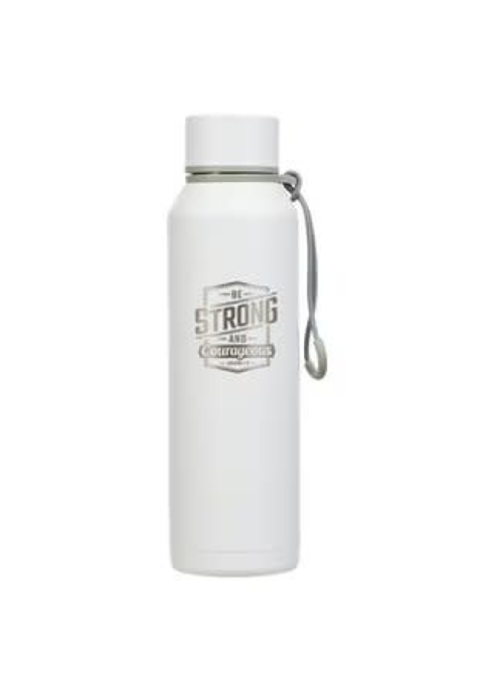 Strong and Courageous White Stainless Steel Water Bottle - Joshua 1:9