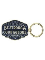 Strong and Courageous Blue Metal Keychain - Joshua 1:9