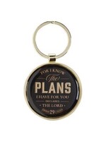 Plans Black Metal Keychain in Gift Tin - Jeremiah 29:11