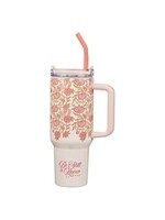 Be Still and Know Pink Spring Floral 40 Oz Tumbler with Straw - Psalm 46:10