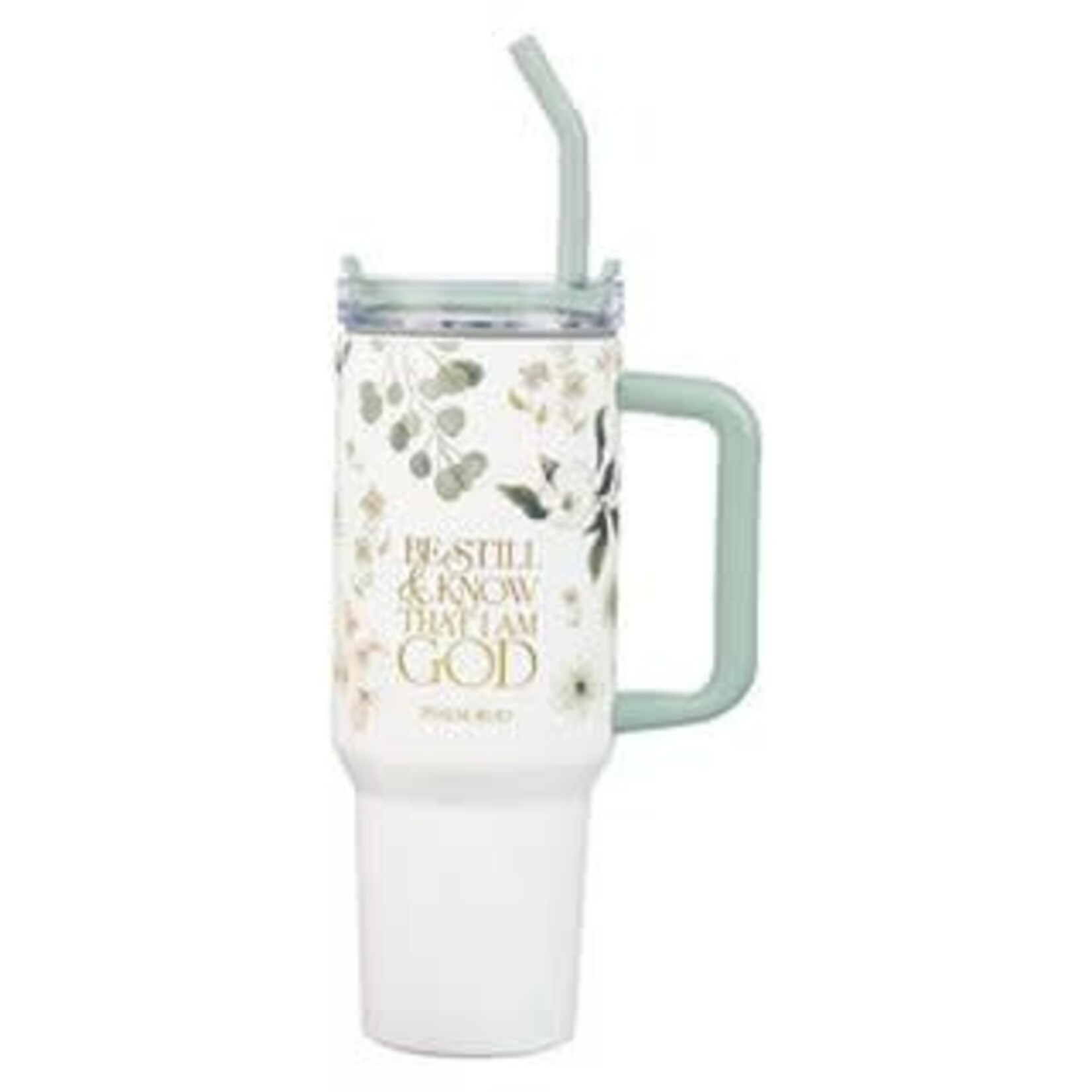 Be Still Teal Meadow 40 Oz Tumbler with Straw - Psalm 46:10