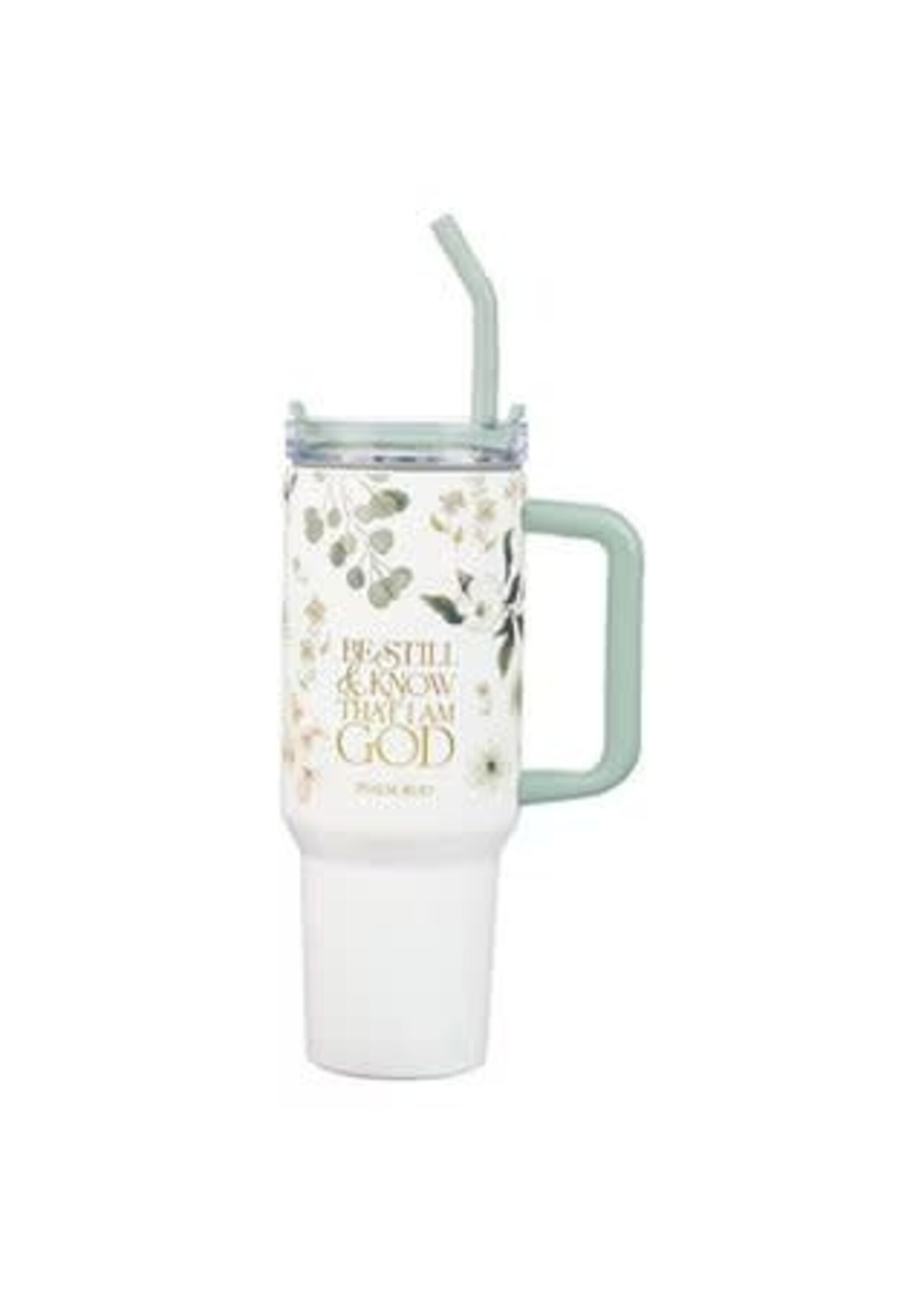 Be Still Teal Meadow 40 Oz Tumbler with Straw - Psalm 46:10