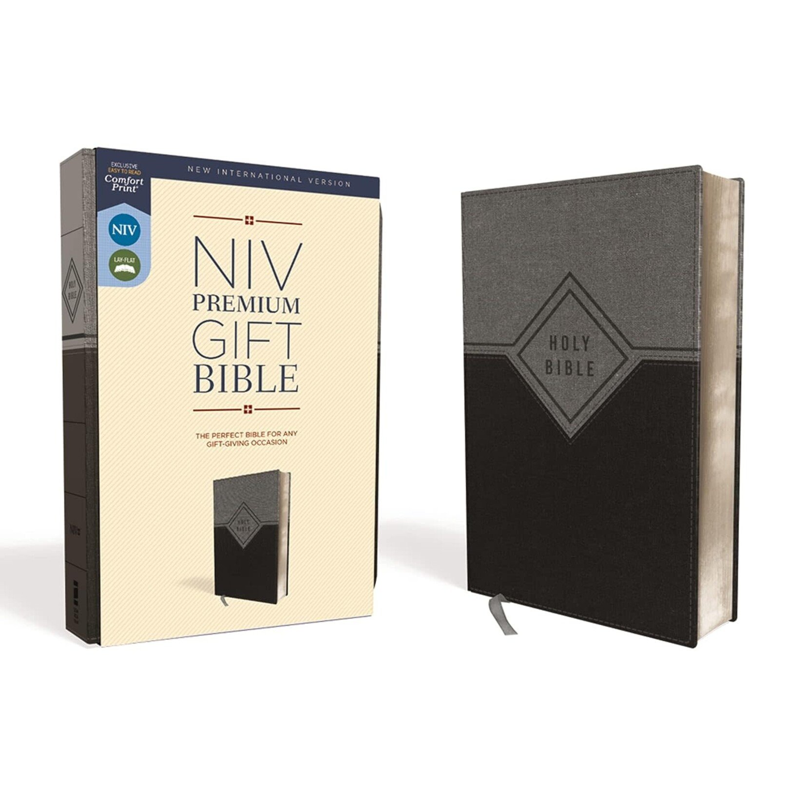NIV, Premium Gift Bible, Leathersoft, Black/Gray, Red Letter, Comfort Print