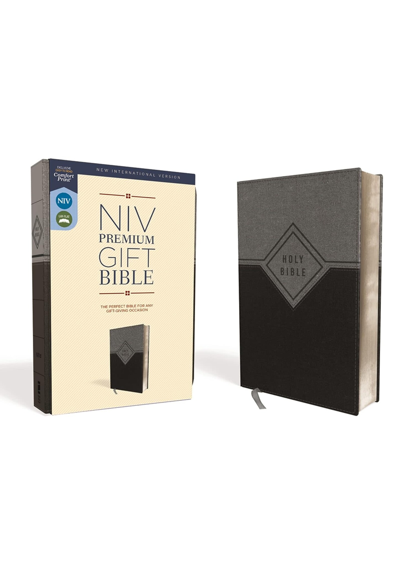 NIV, Premium Gift Bible, Leathersoft, Black/Gray, Red Letter, Comfort Print
