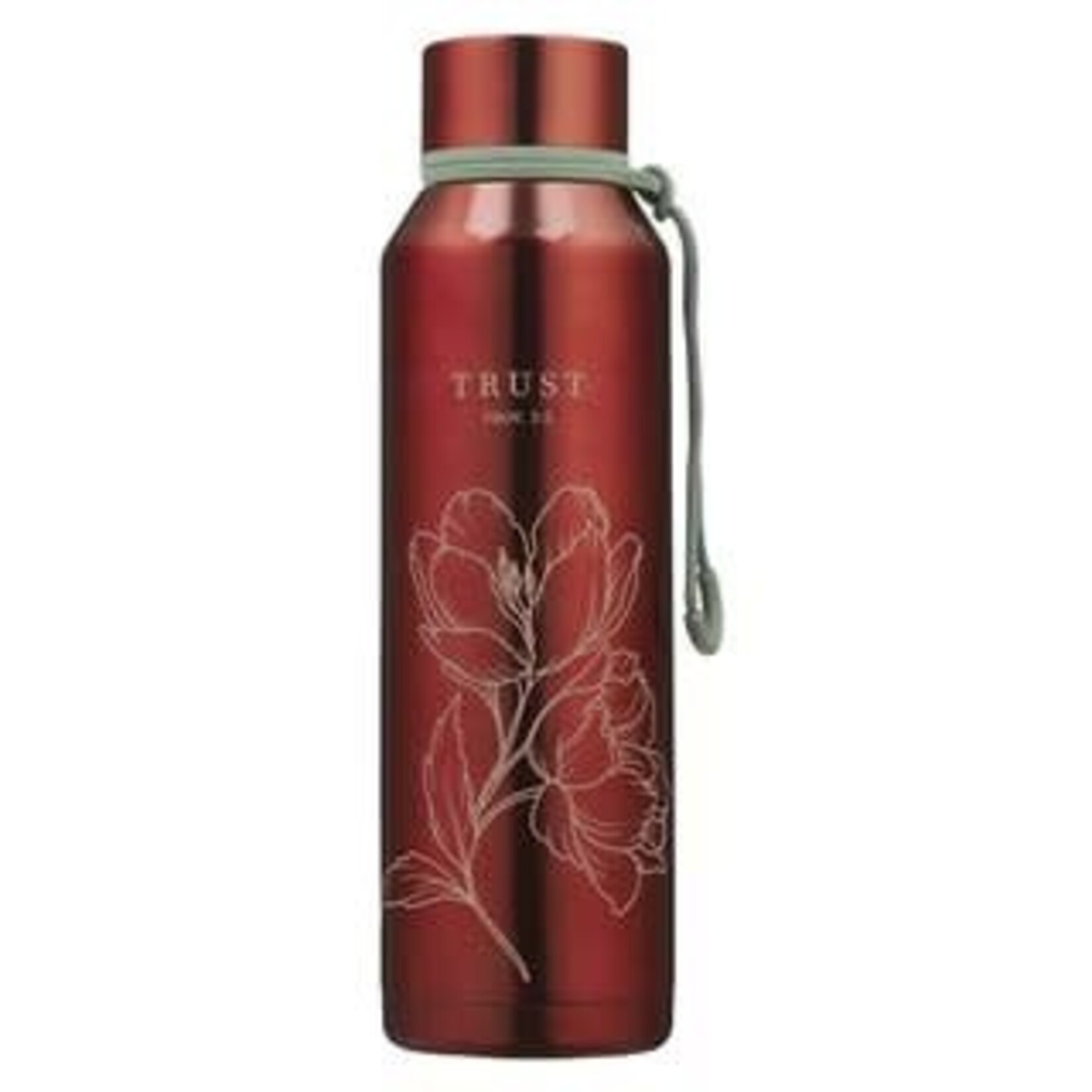Trust Metallic Pomegranate Red Stainless Steel Water Bottle - Proverbs 3:5