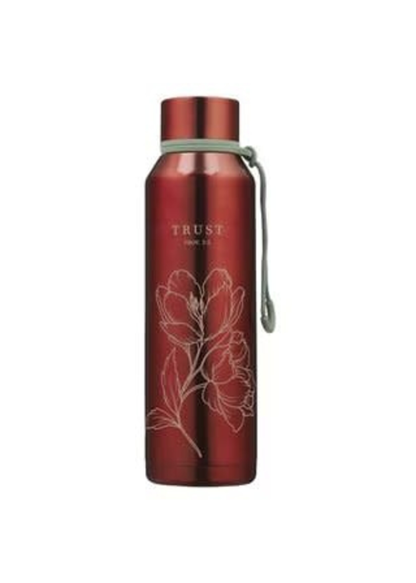 Trust Metallic Pomegranate Red Stainless Steel Water Bottle - Proverbs 3:5