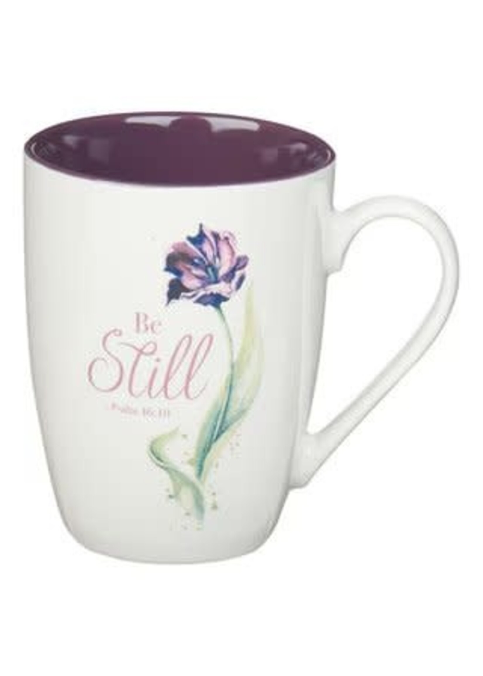Be Still Purple Bloom Ceramic Coffee Mug – Psalm 46:10