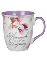 Strength and Dignity Hummingbird Purple Ceramic Coffee Mug - Proverbs 31:25