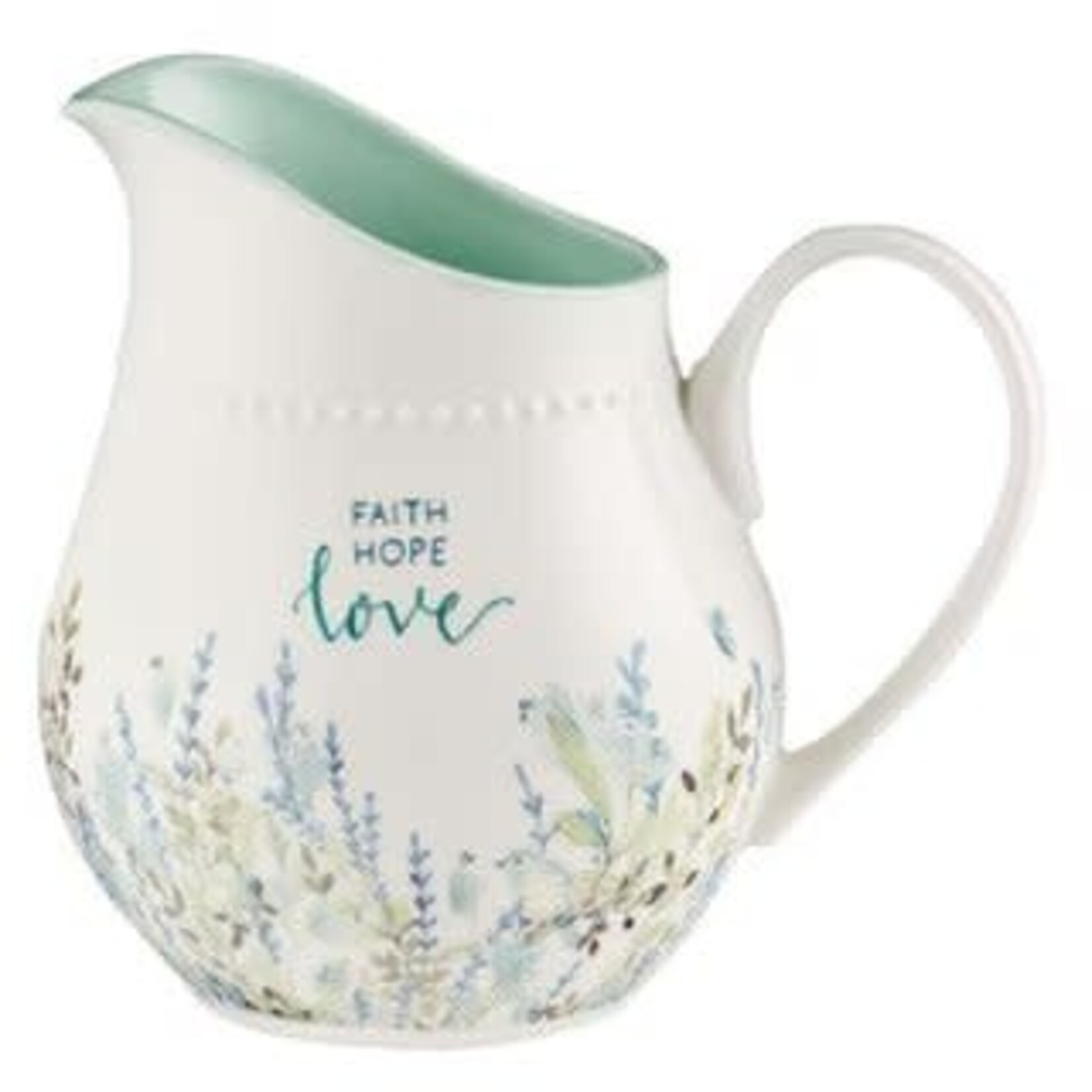 Faith Hope Love White Ceramic Pitcher