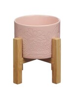 Sophia Pink Planter Pot and Bamboo Stand