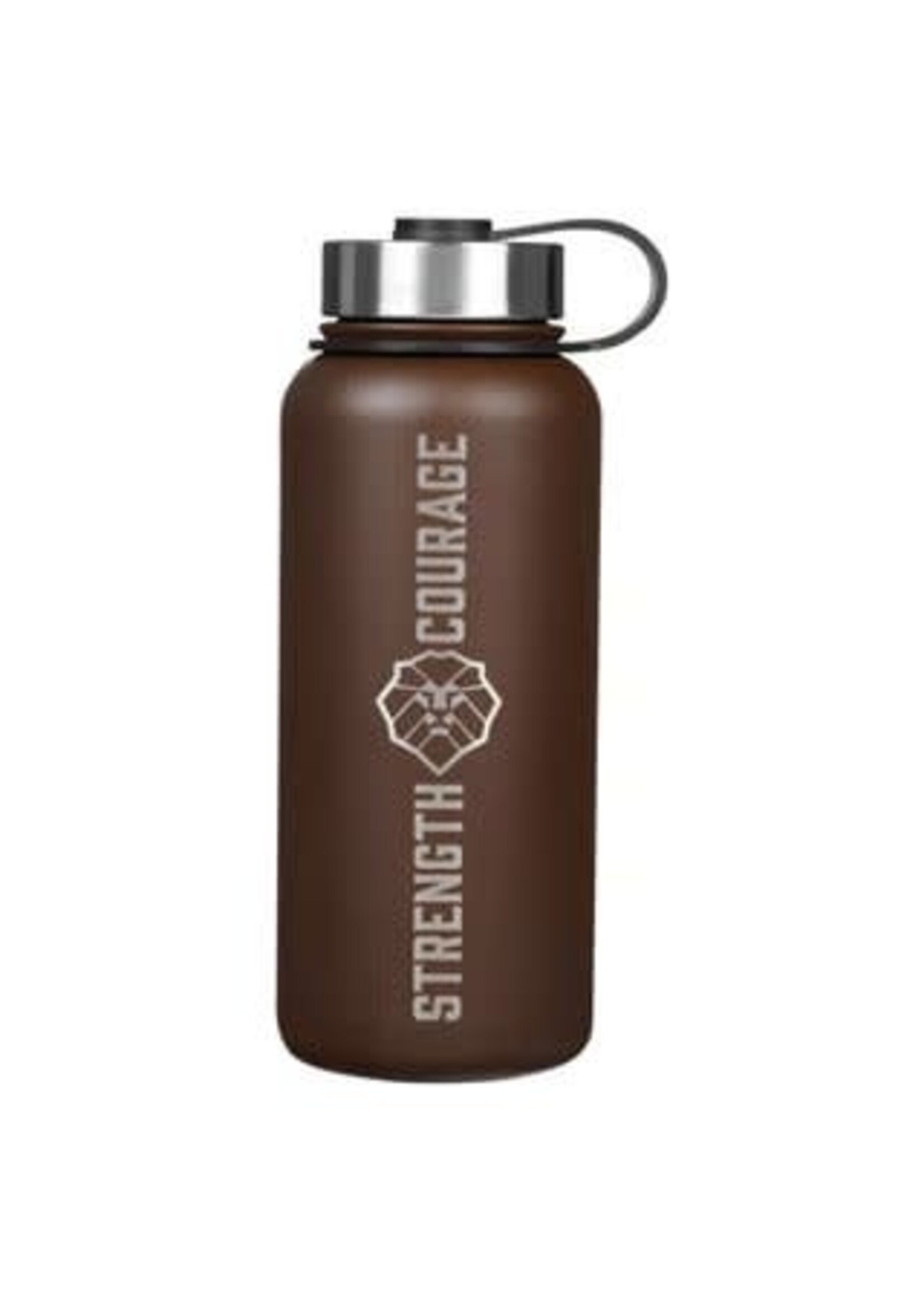 Strength and Courage Brown Stainless Steel Water Bottle - Joshua 1:9
