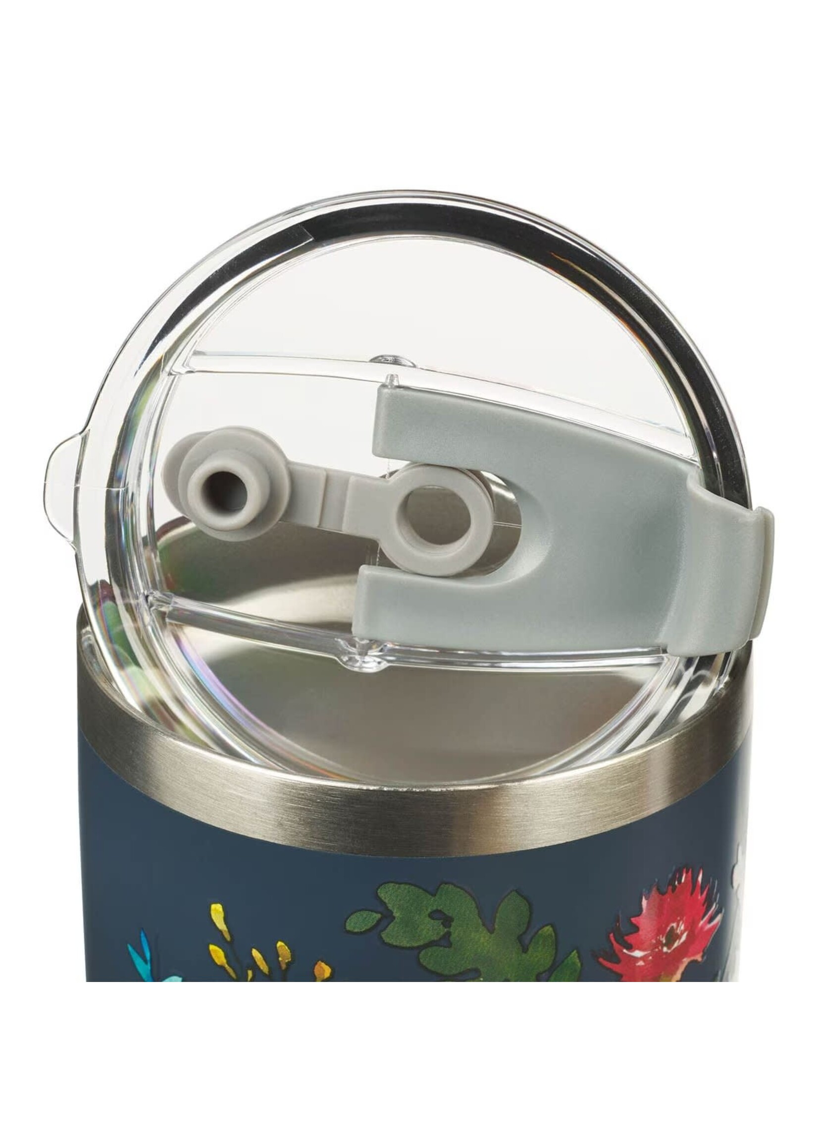 Trust Indigo Blue Floral Stainless Steel Travel Tumbler with Stainless Steel Straw - Proverbs 3:5