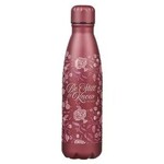 Be Still Metallic Raisin Plum Floral Stainless Steel Water Bottle - Psalm 46:10