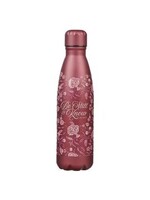 Be Still Metallic Raisin Plum Floral Stainless Steel Water Bottle - Psalm 46:10