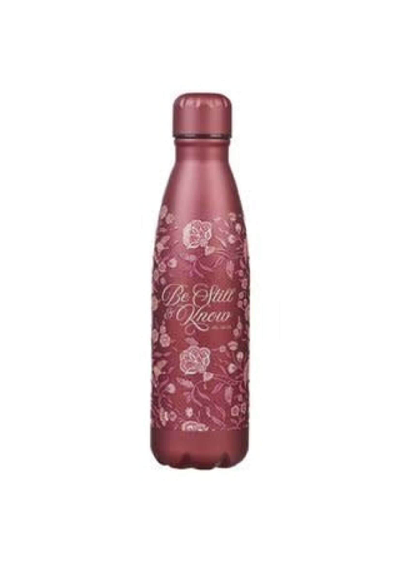 Be Still Metallic Raisin Plum Floral Stainless Steel Water Bottle - Psalm 46:10