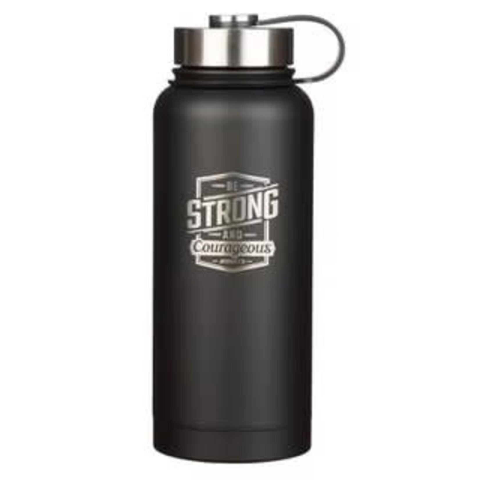 Strong and Courageous Black Stainless Steel Water Bottle - Joshua 1:9
