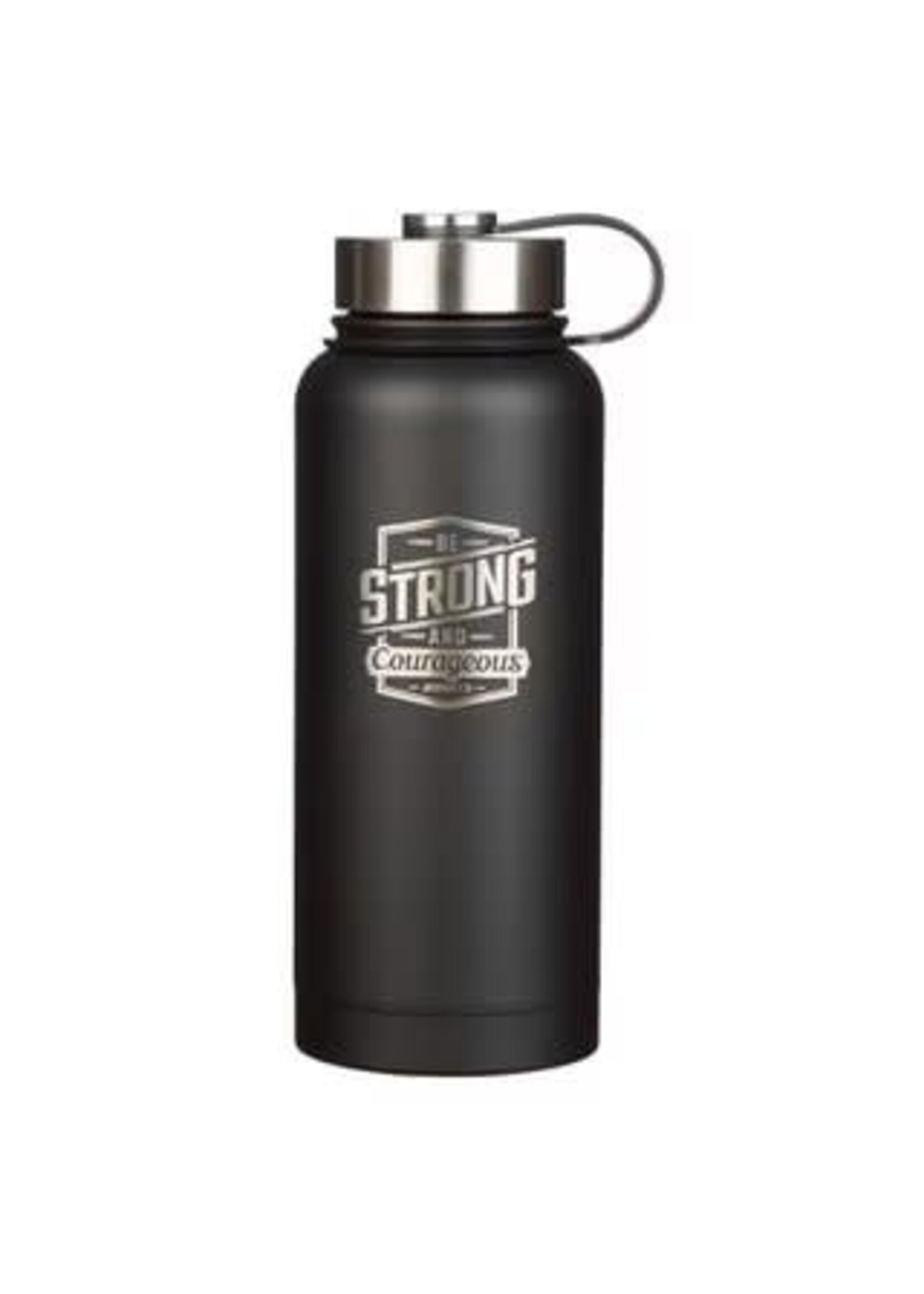 Strong and Courageous Black Stainless Steel Water Bottle - Joshua 1:9