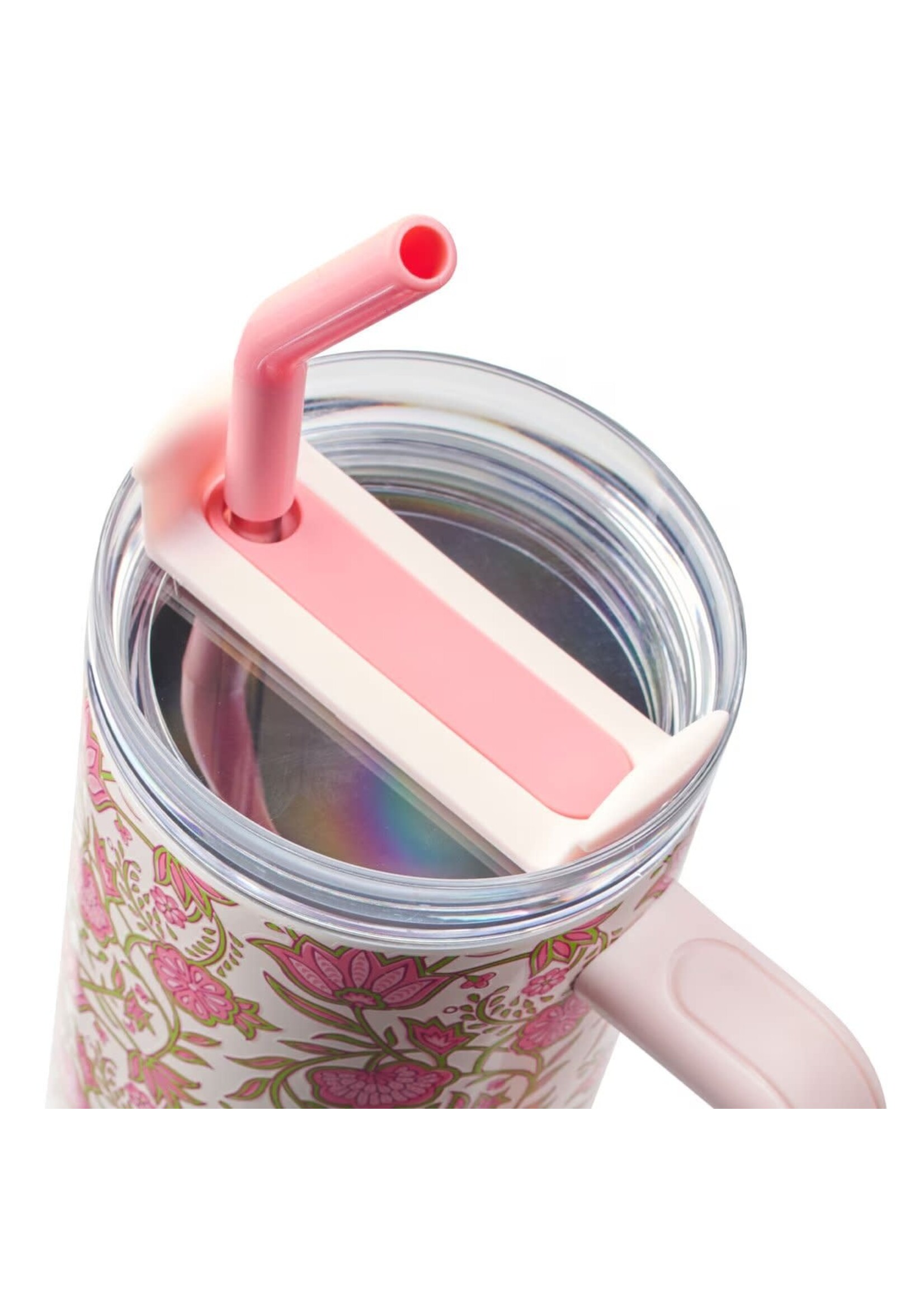 Be Still and Know Pink Spring Floral 40 Oz Tumbler with Straw - Psalm 46:10