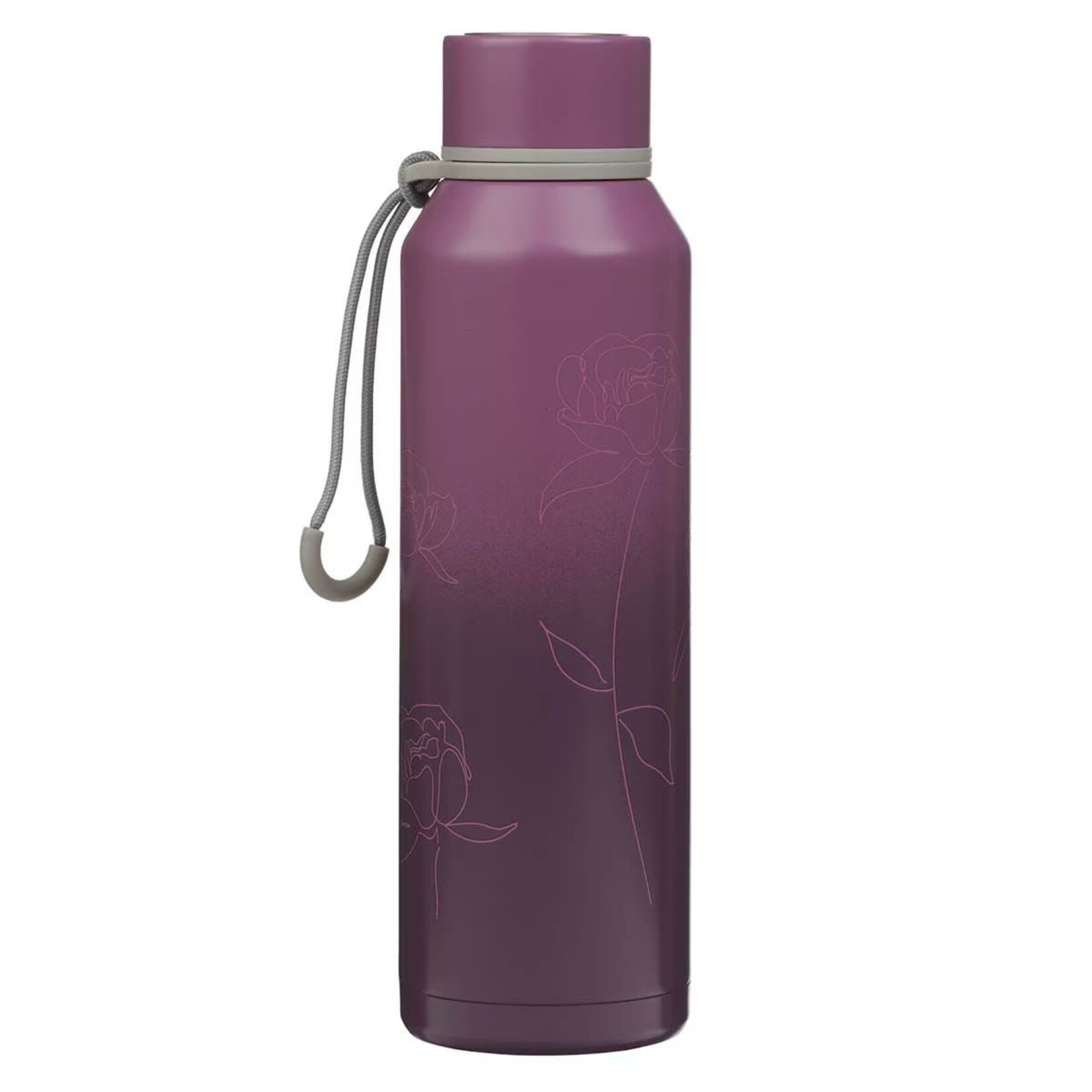 Trust in the Lord Plum Floral Stainless Steel Water Bottle - Proverbs 3:5