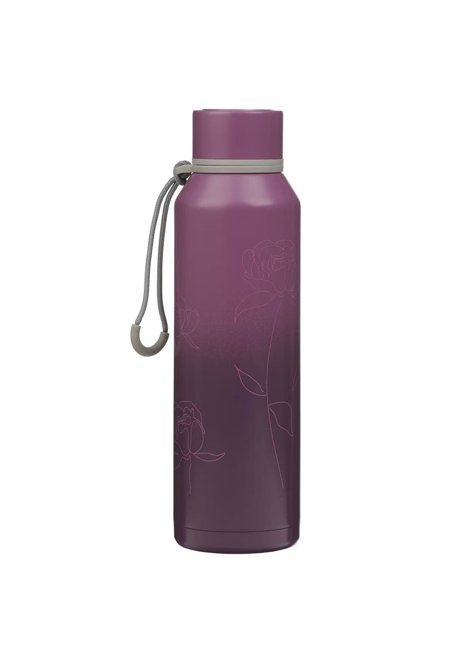 Trust in the Lord Plum Floral Stainless Steel Water Bottle - Proverbs 3:5