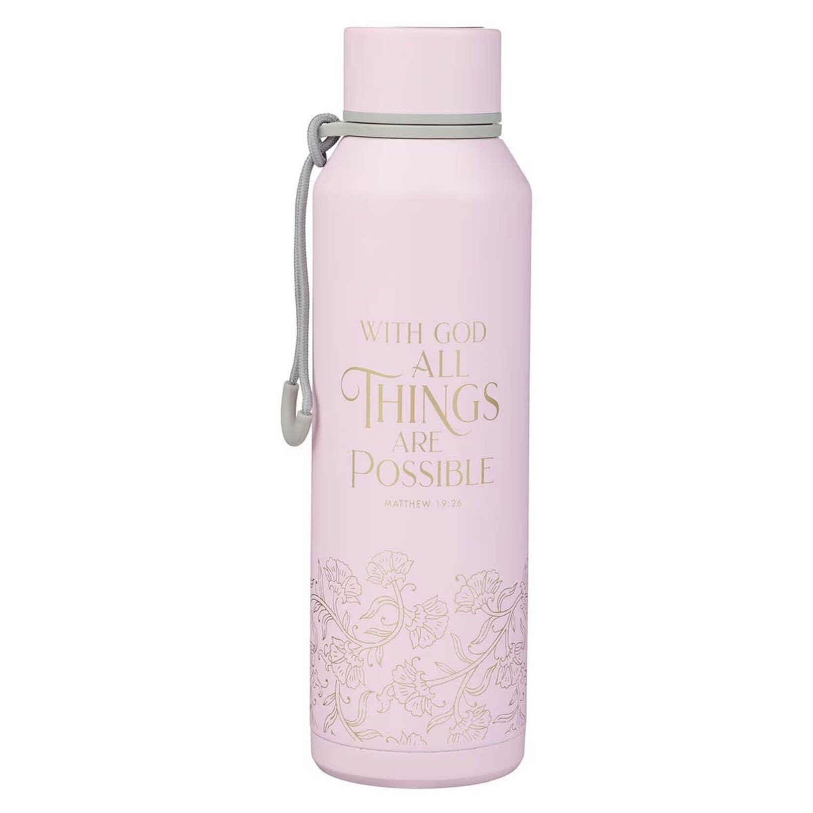 Things Are Possible Pink Stainless Steel Water Bottle - Matthew 19:26