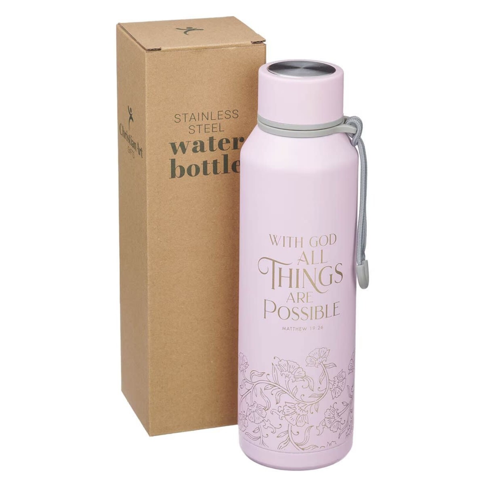 Things Are Possible Pink Stainless Steel Water Bottle - Matthew 19:26