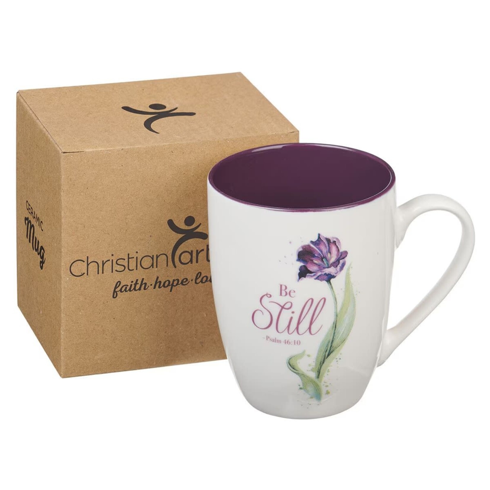 Be Still Purple Bloom Ceramic Coffee Mug – Psalm 46:10