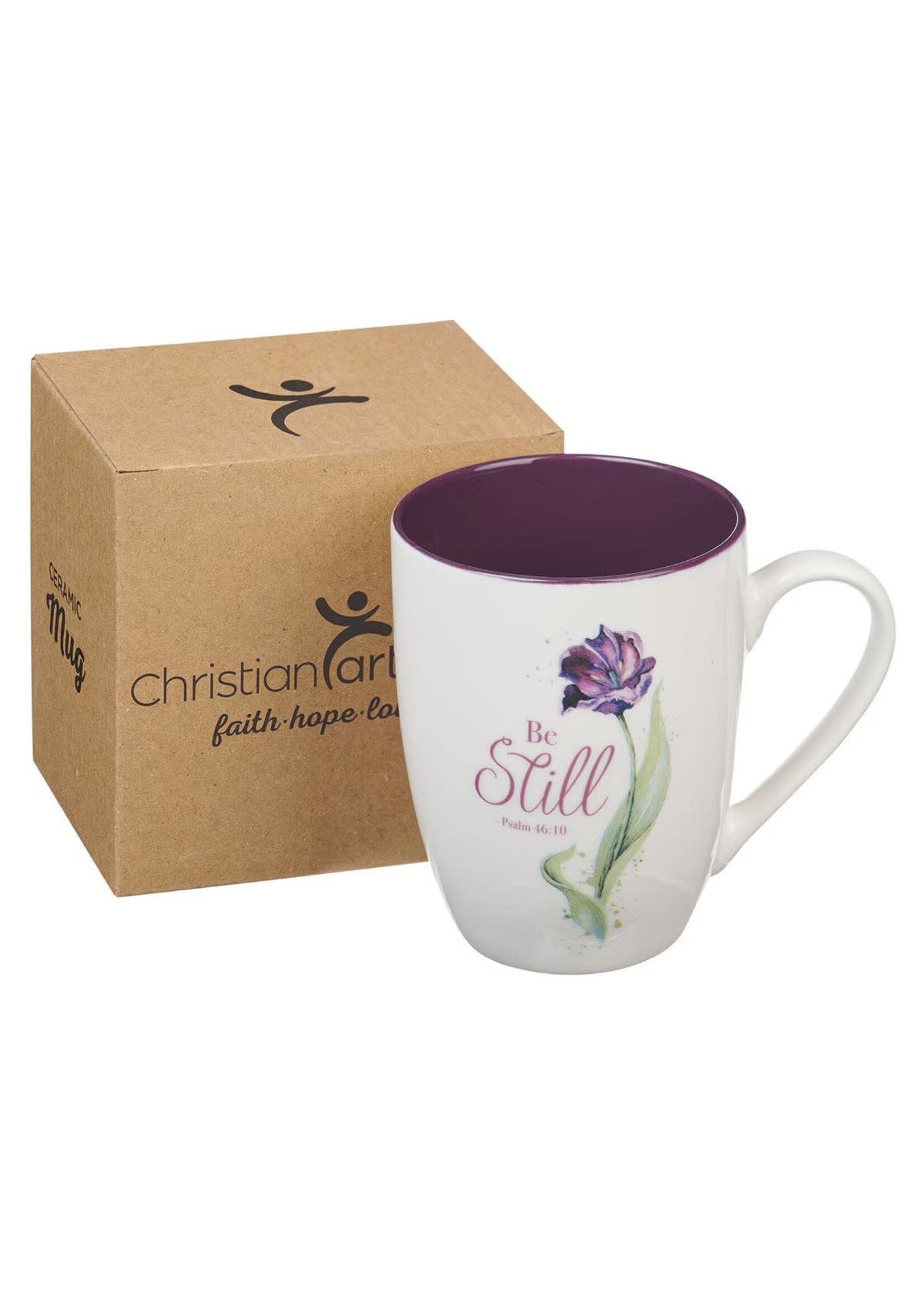 Be Still Purple Bloom Ceramic Coffee Mug – Psalm 46:10