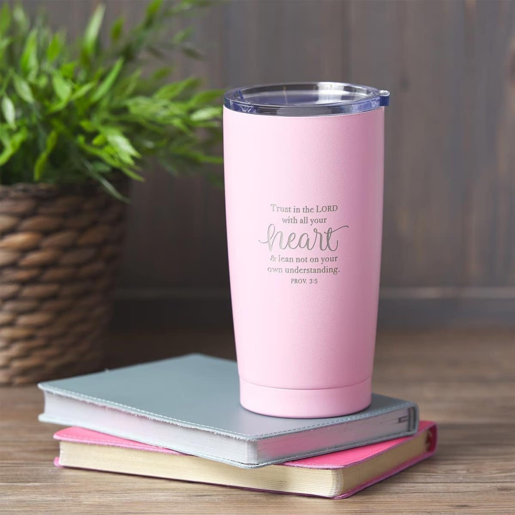 Trust in the Lord - Pink Stainless Steel Travel Mug - Proverbs 3:5