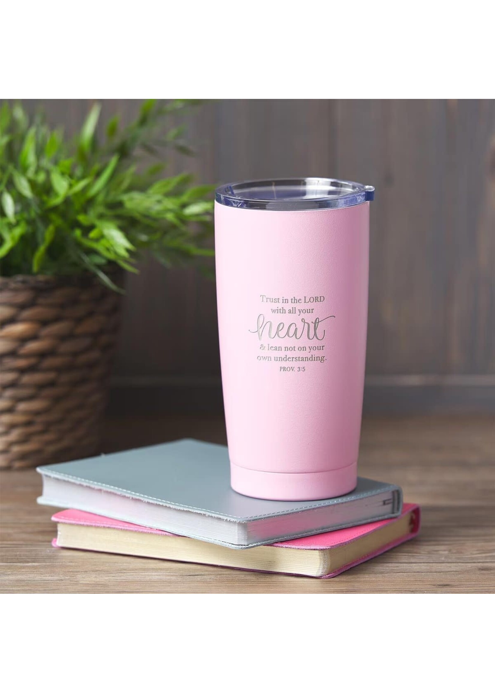 Trust in the Lord - Pink Stainless Steel Travel Mug - Proverbs 3:5