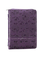 I Can Do All Things Purple Faux Leather Bible Cover (Large) - Philippians 4:13