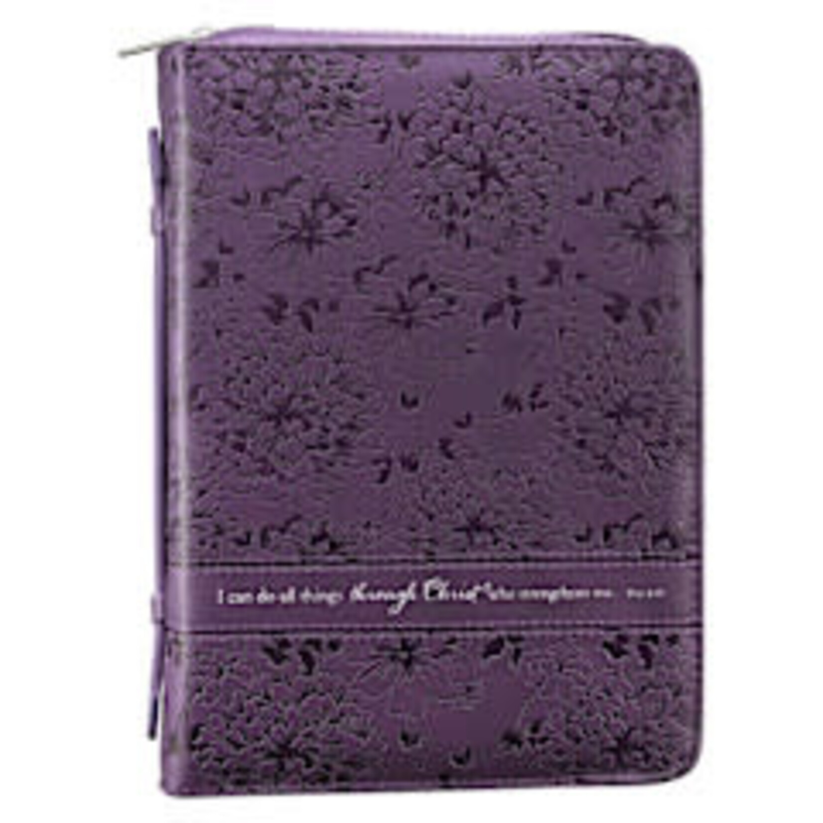 I Can Do All Things Purple Faux Leather Bible Cover (Large) - Philippians 4:13