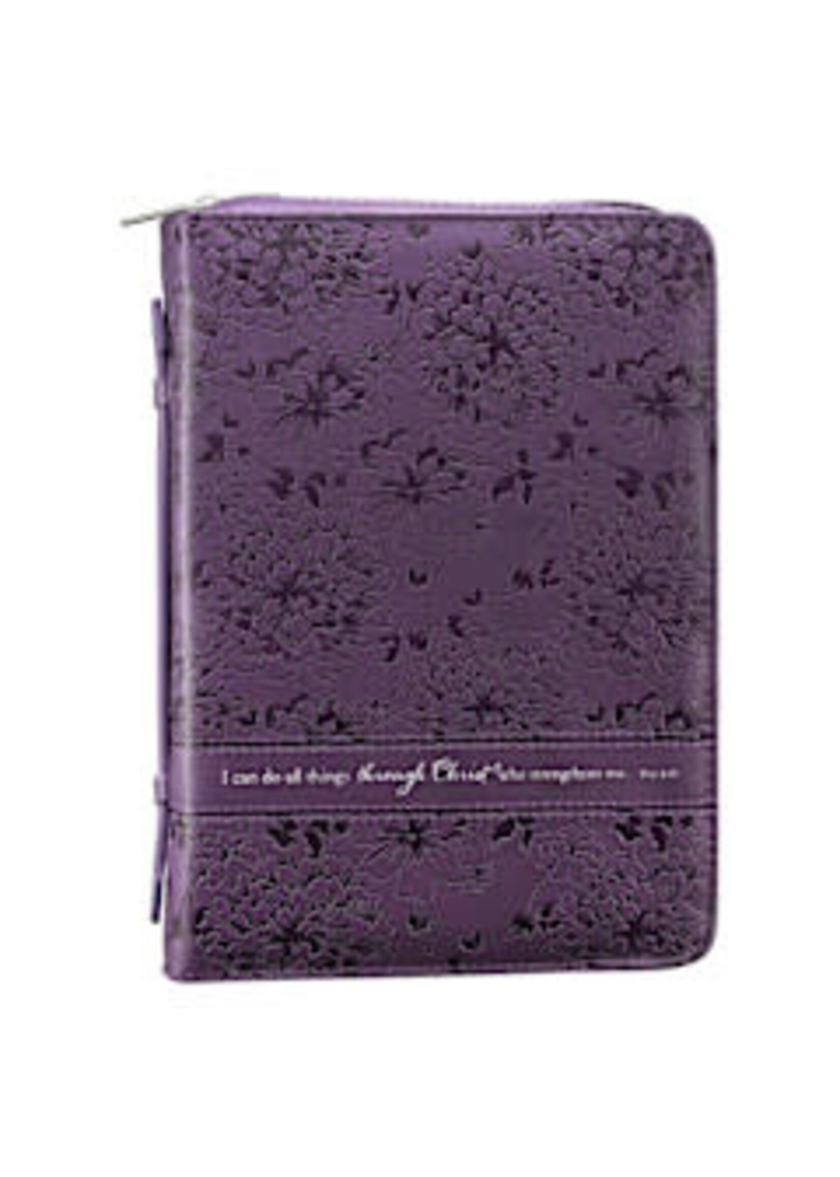 I Can Do All Things Purple Faux Leather Bible Cover (Large) - Philippians 4:13