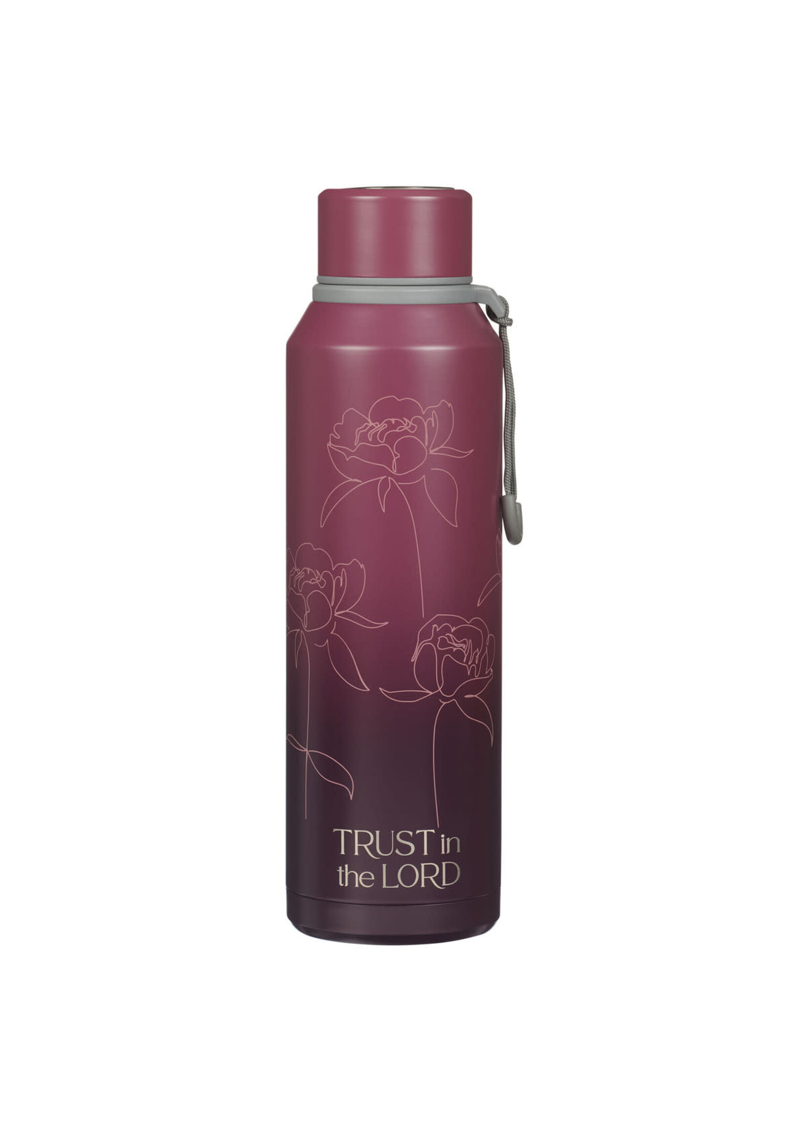 Trust in the Lord Plum Floral Stainless Steel Water Bottle - Proverbs 3:5